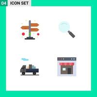 4 Flat Icon concept for Websites Mobile and Apps directions transport glass search interface Editable Vector Design Elements