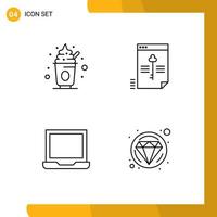 Modern Set of 4 Filledline Flat Colors and symbols such as food computer sweets lock laptop Editable Vector Design Elements