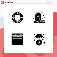 4 Creative Icons Modern Signs and Symbols of color wheel web female anchor design insurance Editable Vector Design Elements