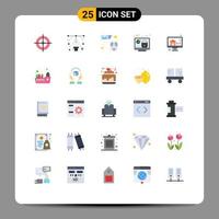 Modern Set of 25 Flat Colors Pictograph of bidding security file check screen Editable Vector Design Elements