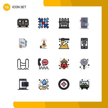 Modern Set of 16 Flat Color Filled Lines and symbols such as certificate developer goods phone interface Editable Creative Vector Design Elements