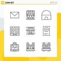 Collection of 9 Universal Line Icons Icon Set for Web and Mobile Creative Black Icon vector background