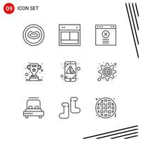 Collection of 9 Vector Icons in Line style Pixle Perfect Outline Symbols for Web and Mobile Line Icon Signs on White Background 9 Icons Creative Black Icon vector background