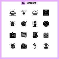 Set of 16 Modern UI Icons Symbols Signs for camera modern area electronic leaf Editable Vector Design Elements