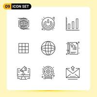 Pack of 9 Modern Outlines Signs and Symbols for Web Print Media such as devices sets switch instagram feed Editable Vector Design Elements