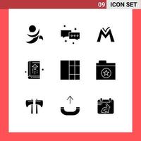 Modern Set of 9 Solid Glyphs and symbols such as grid growth monetary unit business agenda Editable Vector Design Elements