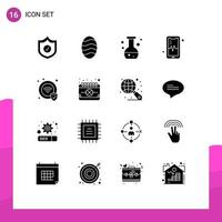 User Interface Pack of 16 Basic Solid Glyphs of date wifi lab security beat Editable Vector Design Elements