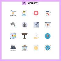 conjunto de 16 iconos de interfaz de usuario modernos signos de símbolos para gráfico mecánico gráfico esencial paquete editable de negocios de elementos creativos de diseño de vectores