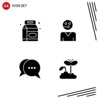 Collection of 4 Vector Icons in solid style Pixle Perfect Glyph Symbols for Web and Mobile Solid Icon Signs on White Background 4 Icons Creative Black Icon vector background