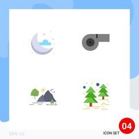 Flat Icon Pack of 4 Universal Symbols of moon sun sport landscape jungle Editable Vector Design Elements