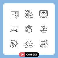 User Interface Pack of 9 Basic Outlines of help sport computer sabre creative Editable Vector Design Elements