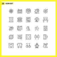 User Interface Pack of 25 Basic Lines of configure scary spanner halloween computer Editable Vector Design Elements