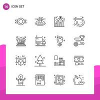 Outline Icon set. Pack of 16 Line Icons isolated on White Background for responsive Website Design Print and Mobile Applications. vector