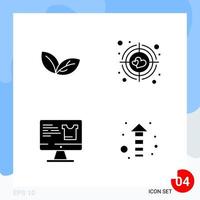 paquete moderno de 4 iconos. símbolos de glifos sólidos aislados en el fondo blanco para el diseño de sitios web vector