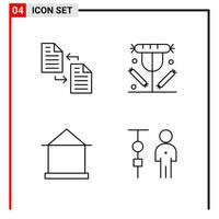 4 General Icons for website design print and mobile apps. 4 Outline Symbols Signs Isolated on White Background. 4 Icon Pack. vector