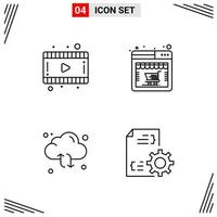 4 Icons Line Style. Grid Based Creative Outline Symbols for Website Design. Simple Line Icon Signs Isolated on White Background. 4 Icon Set. vector