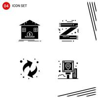 Collection of 4 Vector Icons in solid style. Pixle Perfect Glyph Symbols for Web and Mobile. Solid Icon Signs on White Background. 4 Icons.