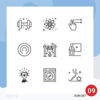 9 Universal Outline Signs Symbols of conference cook right camping bonfire Editable Vector Design Elements