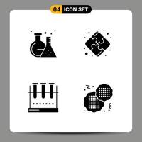 Universal Icon Symbols Group of 4 Modern Solid Glyphs of flask lab flask test teamwork test tube Editable Vector Design Elements