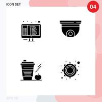 Universal Icon Symbols Group of 4 Modern Solid Glyphs of code coffee programming roof apple Editable Vector Design Elements