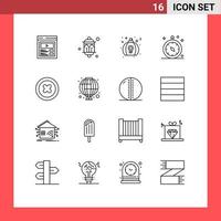 conjunto de 16 iconos de interfaz de usuario modernos símbolos signos para viajes gps luz brújula perfume elementos de diseño vectorial editables vector