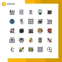 Group of 25 Filled line Flat Colors Signs and Symbols for future of money trunk location finder pollution place Editable Vector Design Elements