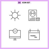 4 Icons in Line Style Outline Symbols on White Background Creative Vector Signs for Web mobile and Print Creative Black Icon vector background