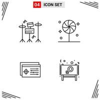 4 Icons Line Style Grid Based Creative Outline Symbols for Website Design Simple Line Icon Signs Isolated on White Background 4 Icon Set Creative Black Icon vector background