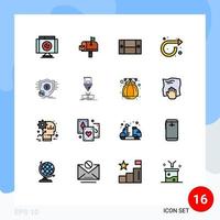 Universal Icon Symbols Group of 16 Modern Flat Color Filled Lines of financial right cabinet repeat arrow Editable Creative Vector Design Elements