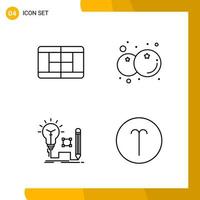 4 Icon Set Line Style Icon Pack Outline Symbols isolated on White Backgound for Responsive Website Designing Creative Black Icon vector background