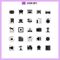 Universal Icon Symbols Group of 25 Modern Solid Glyphs of digital computer real digital conflict Editable Vector Design Elements