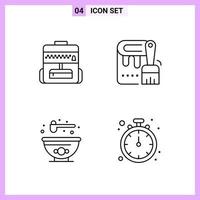 4 iconos en estilo de línea símbolos de contorno sobre fondo blanco signos de vector creativo para web móvil e imprimir fondo de vector de icono negro creativo