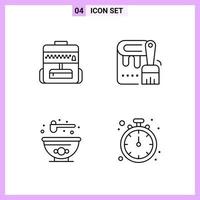 4 Icons in Line Style Outline Symbols on White Background Creative Vector Signs for Web mobile and Print Creative Black Icon vector background