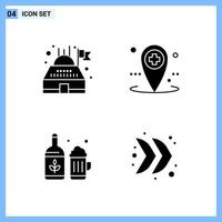 4 Icons Solid style Creative Glyph Symbols Black Solid Icon Sign Isolated on White Background Creative Black Icon vector background