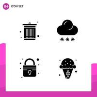 conjunto de iconos de glifo paquete de 4 iconos sólidos aislados en fondo blanco para el diseño de sitios web receptivos, impresión y aplicaciones móviles, fondo de vector de icono negro creativo