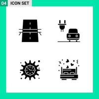 Pack of 4 Solid Style Icon Set Glyph Symbols for print Creative Signs Isolated on White Background 4 Icon Set Creative Black Icon vector background