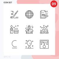 Modern Set of 9 Outlines and symbols such as grow wellness creative spa candle Editable Vector Design Elements