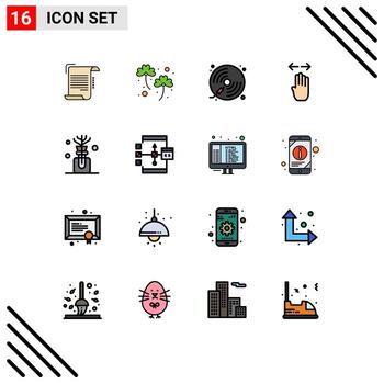 Pictogram Set of 16 Simple Flat Color Filled Lines of left hand patrick four player Editable Creative Vector Design Elements