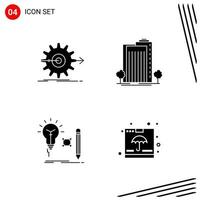 Collection of 4 Vector Icons in solid style Pixle Perfect Glyph Symbols for Web and Mobile Solid Icon Signs on White Background 4 Icons Creative Black Icon vector background