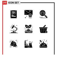 9 iconos generales para el diseño de sitios web, impresión y aplicaciones móviles 9 símbolos de glifo signos aislados en fondo blanco 9 paquete de iconos creativo fondo de vector de icono negro