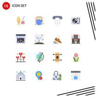 Flat Color Pack of 16 Universal Symbols of party dis headphone celebration device Editable Pack of Creative Vector Design Elements