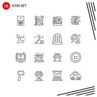 Pictogram Set of 16 Simple Outlines of left arrows consumer sign library Editable Vector Design Elements