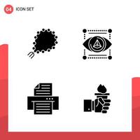 Pack of 4 Universal Glyph Icons for Print Media on White Background Creative Black Icon vector background