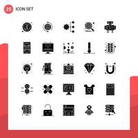 Editable Vector Line Pack of 25 Simple Solid Glyphs of search engine internet organization corporate Editable Vector Design Elements