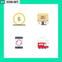 paquete de línea de vector editable de 4 iconos planos simples de información de dispositivo financiero tablero de venta elementos de diseño de vector editable móvil