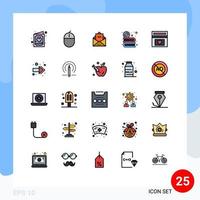 Universal Icon Symbols Group of 25 Modern Filled line Flat Colors of dvd cd hardware mail email Editable Vector Design Elements