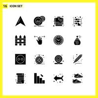 16 Icon Set Simple Solid Symbols Glyph Sign on White Background for Website Design Mobile Applications and Print Media Creative Black Icon vector background