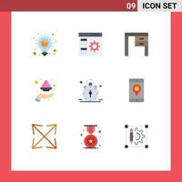 Modern Set of 9 Flat Colors and symbols such as india color management hand interior Editable Vector Design Elements