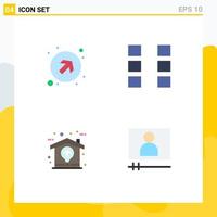 Set of 4 Modern UI Icons Symbols Signs for arrow design right up ux idea Editable Vector Design Elements