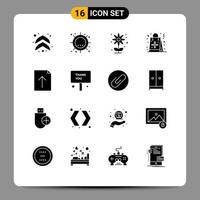 Pack of 16 Modern Solid Glyphs Signs and Symbols for Web Print Media such as document shopping agriculture flake bag Editable Vector Design Elements